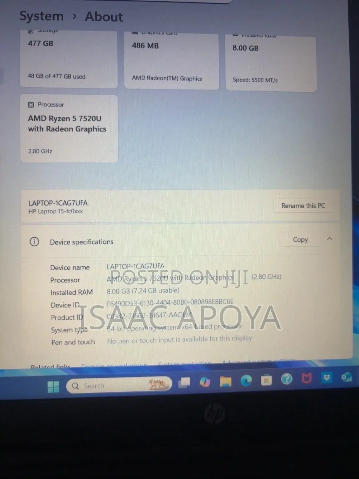 New Laptop HP 15 8GB AMD Ryzen 5 SSD 500GB