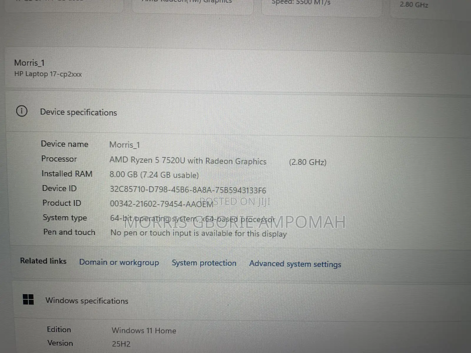 New Laptop HP 8GB AMD Ryzen 5 SSD 500GB