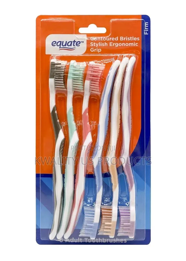Equate Contoured Adult Toothbrushes - 6 Pack