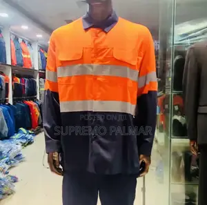 Hi-Vis Reflective Safety Shirt - Long Sleeve Two-Tone Workear Shirt