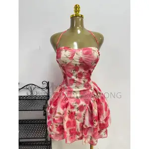 Mesh Fabric Women Strapless Casual Dress