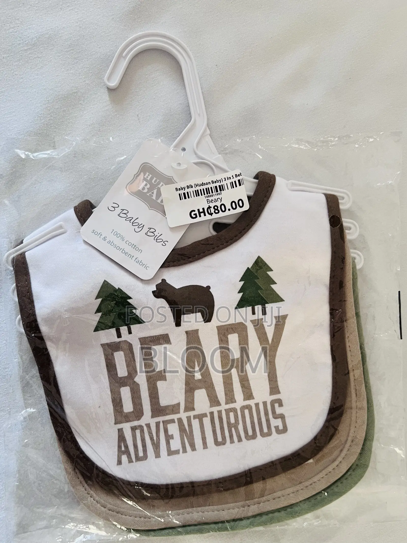 Hudson Baby 3-Pack Bibs 100% Soft Cotton.