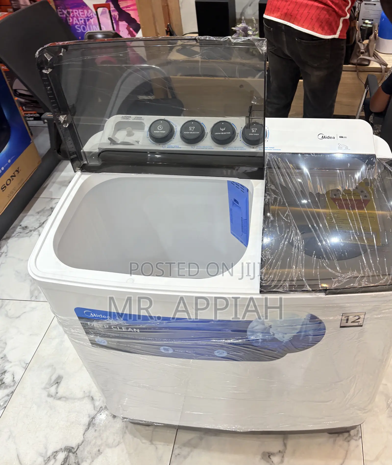 Efficient Midea 12kg Twin Tub Washing Machine(Transparant Lid)