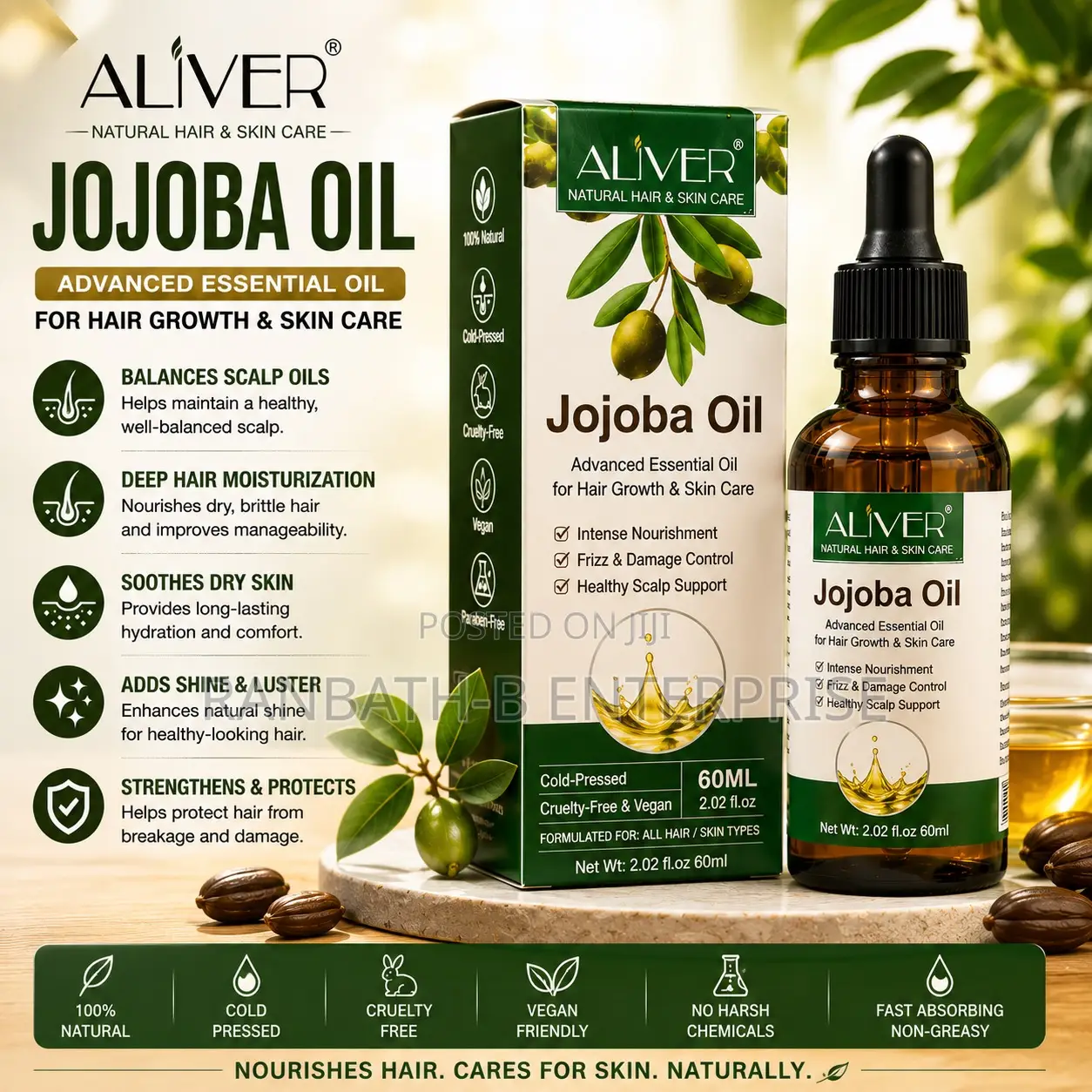 Original ALIVER Jojoba Oil – Advanced Hair Skin Care