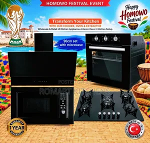 Turkish 90cm Glass Set. Oven, Burner, Microwave and Heat Extractor