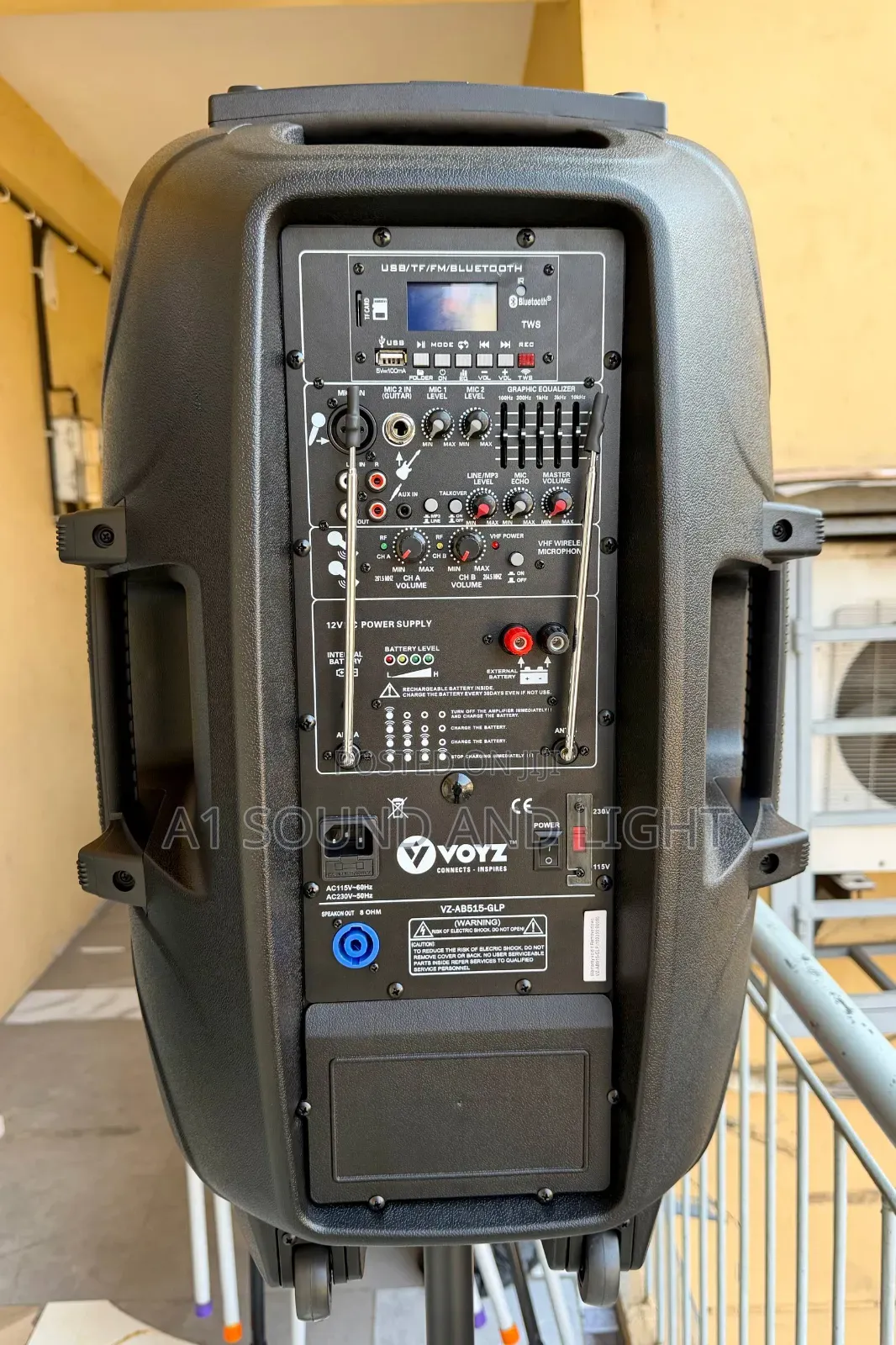 Voyz VZ-AB515-GLP 15" Rechargeable Active Speaker