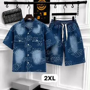 Denim 2-Piece Set – Short Sleeve Shirt