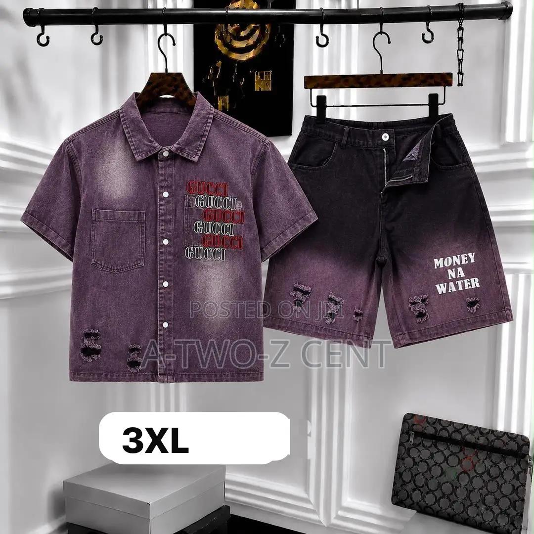 Denim 2-Piece Set – Short Sleeve Shirt