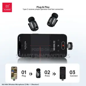 X65 Wireless Mini Lavalier Microphone (2 Transmitters + 1 Receiver)