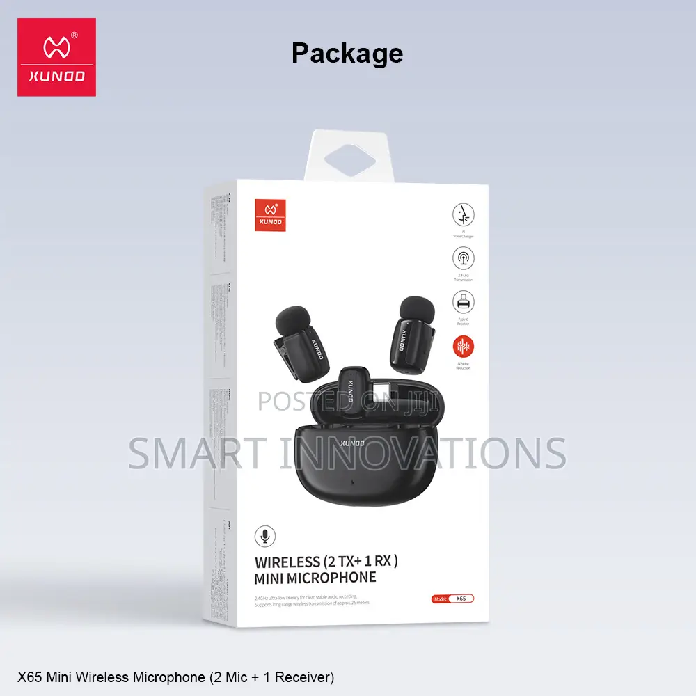 X65 Wireless Mini Lavalier Microphone (2 Transmitters + 1 Receiver)