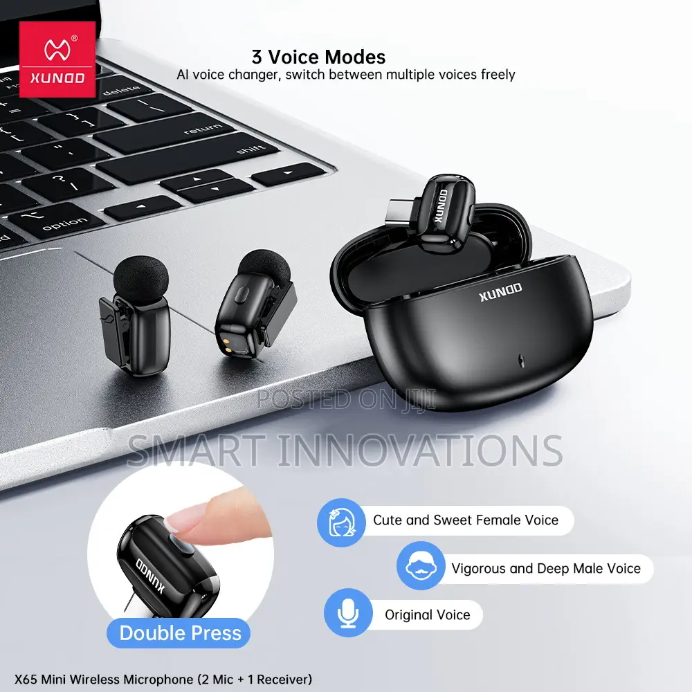 X65 Wireless Mini Lavalier Microphone (2 Transmitters + 1 Receiver)