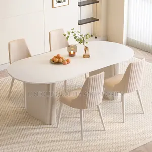 Sleek White Sintered Stone Dining Set