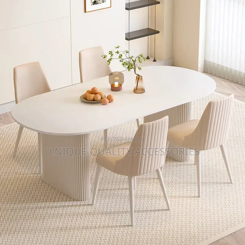 Sleek White Sintered Stone Dining Set