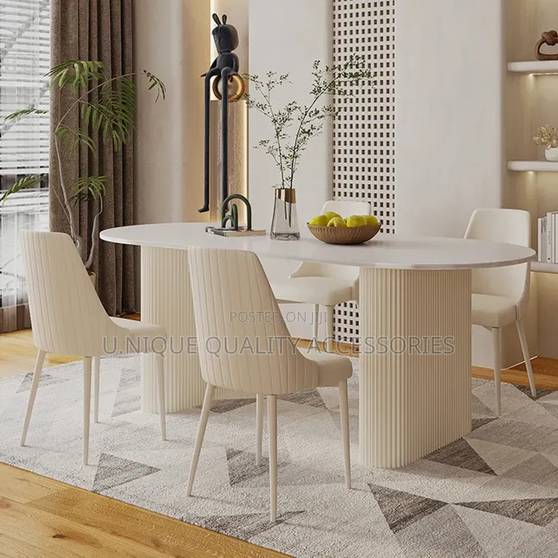 Sleek White Sintered Stone Dining Set