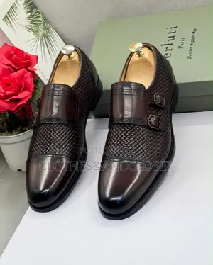 Berluti-Style Woven Leather Double Monk Strap Loafers