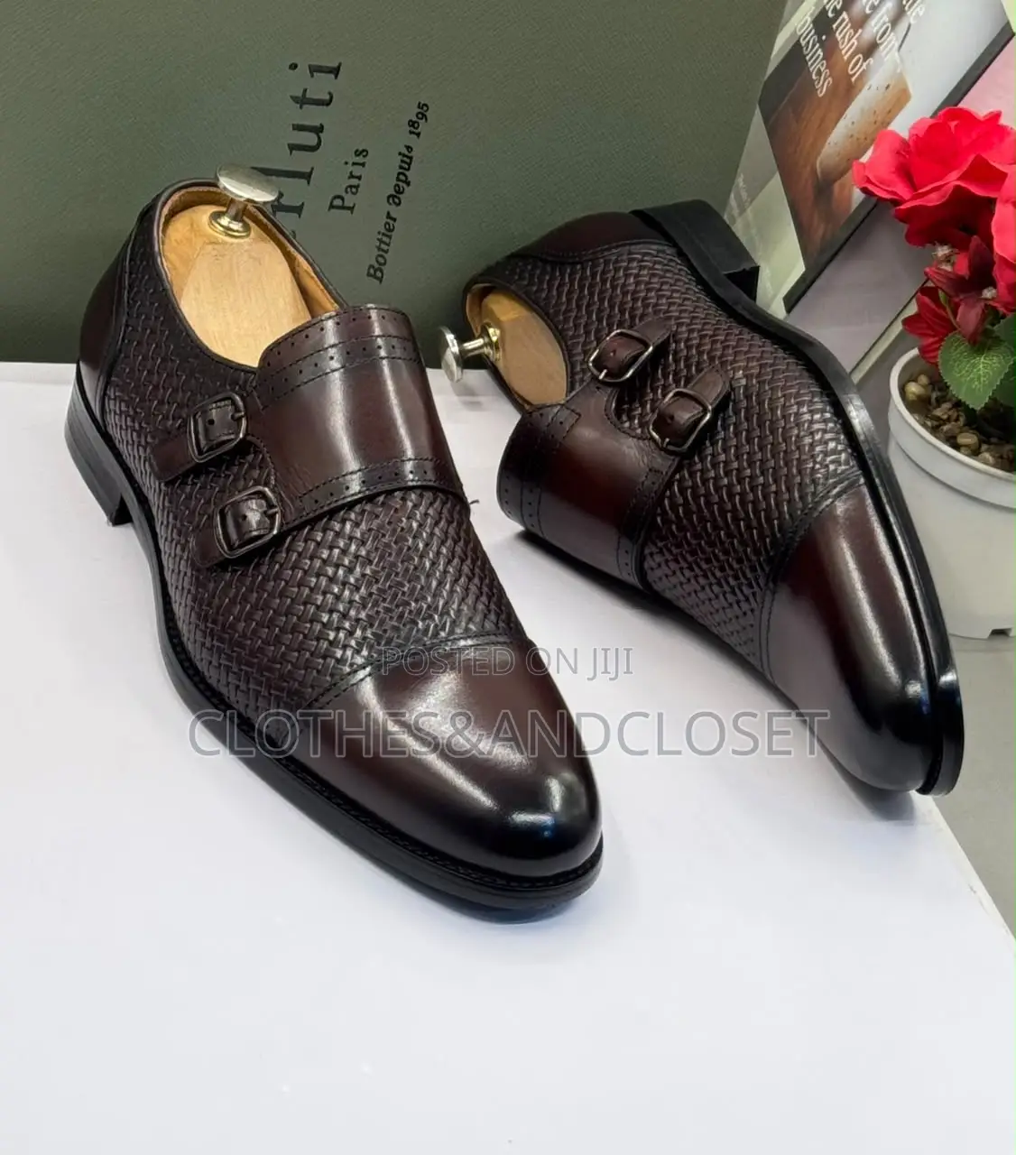 Berluti-Style Woven Leather Double Monk Strap Loafers