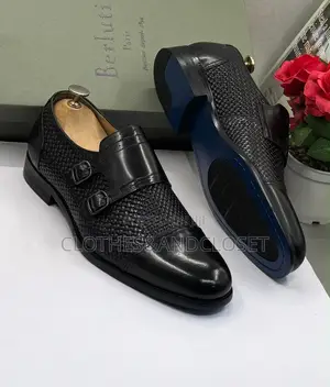Premium Woven Leather Double Monk Strap Shoes
