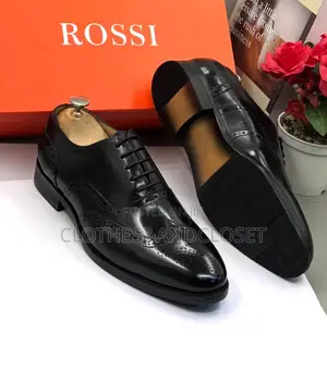 Rossi Branded Black Leather Oxford Brogues