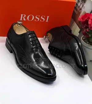 Rossi Branded Black Leather Oxford Brogues