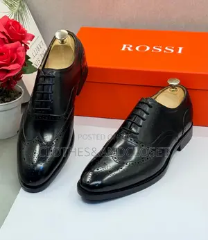 Rossi Branded Black Leather Oxford Brogues