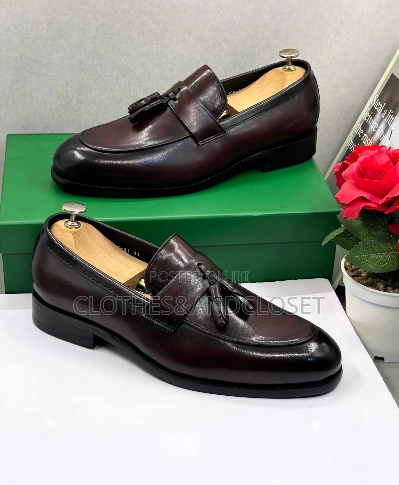 Dark Brown Leather Tassel Loafers