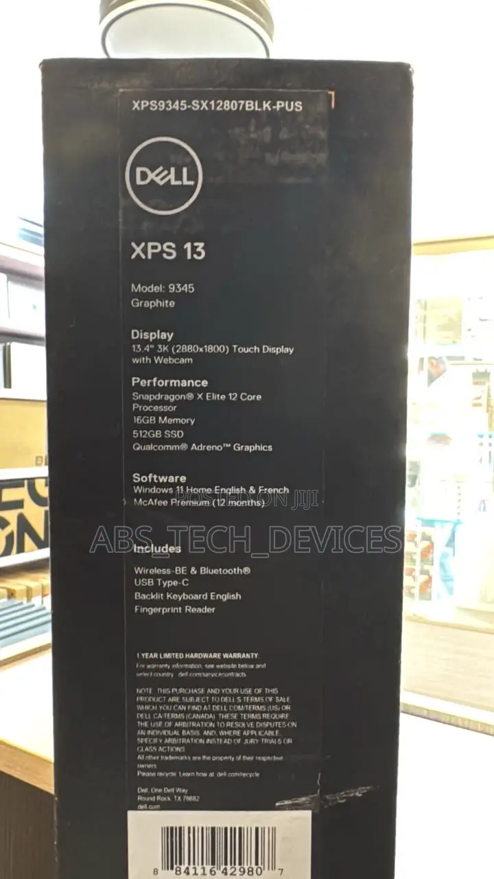 New Laptop Dell XPS 13 9345 16GB Qualcomm Snapdragon X Elite SSD 512GB