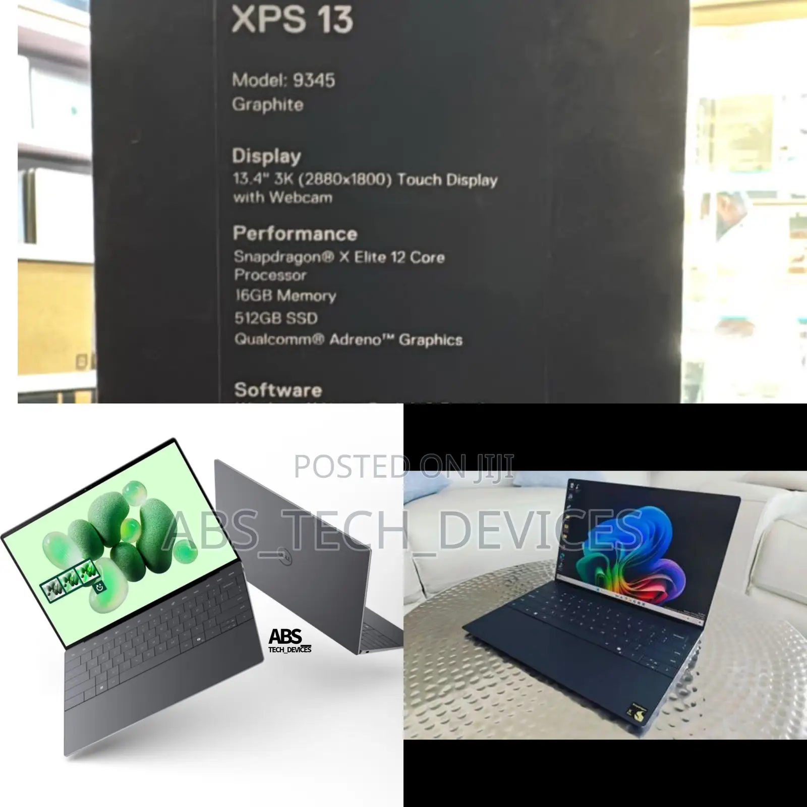 New Laptop Dell XPS 13 9345 16GB Qualcomm Snapdragon X Elite SSD 512GB