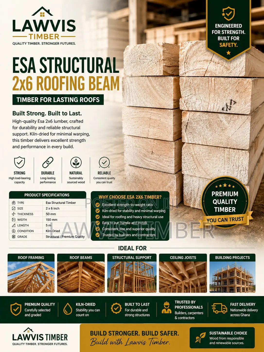 ESA Structural 2×6 Roofing Beam (50 × 150 Mm)