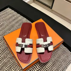 Hermes Women's Two-Tone H-Strap Flat Sandals With Buckle