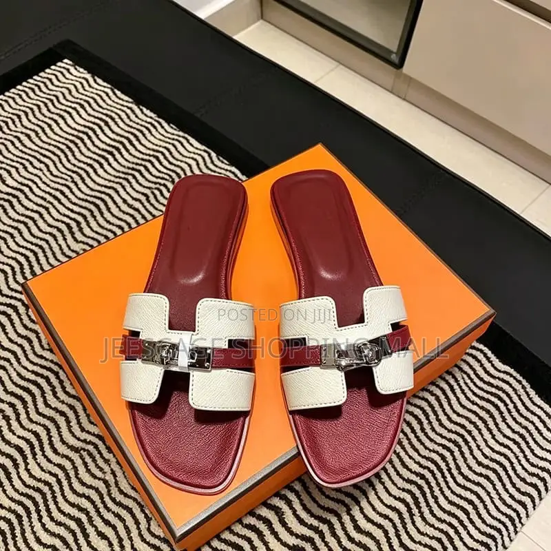 Hermes Women's Two-Tone H-Strap Flat Sandals With Buckle