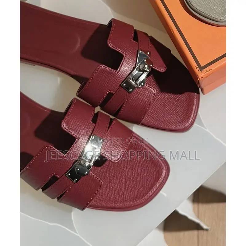 Hermes Women's Two-Tone H-Strap Flat Sandals With Buckle