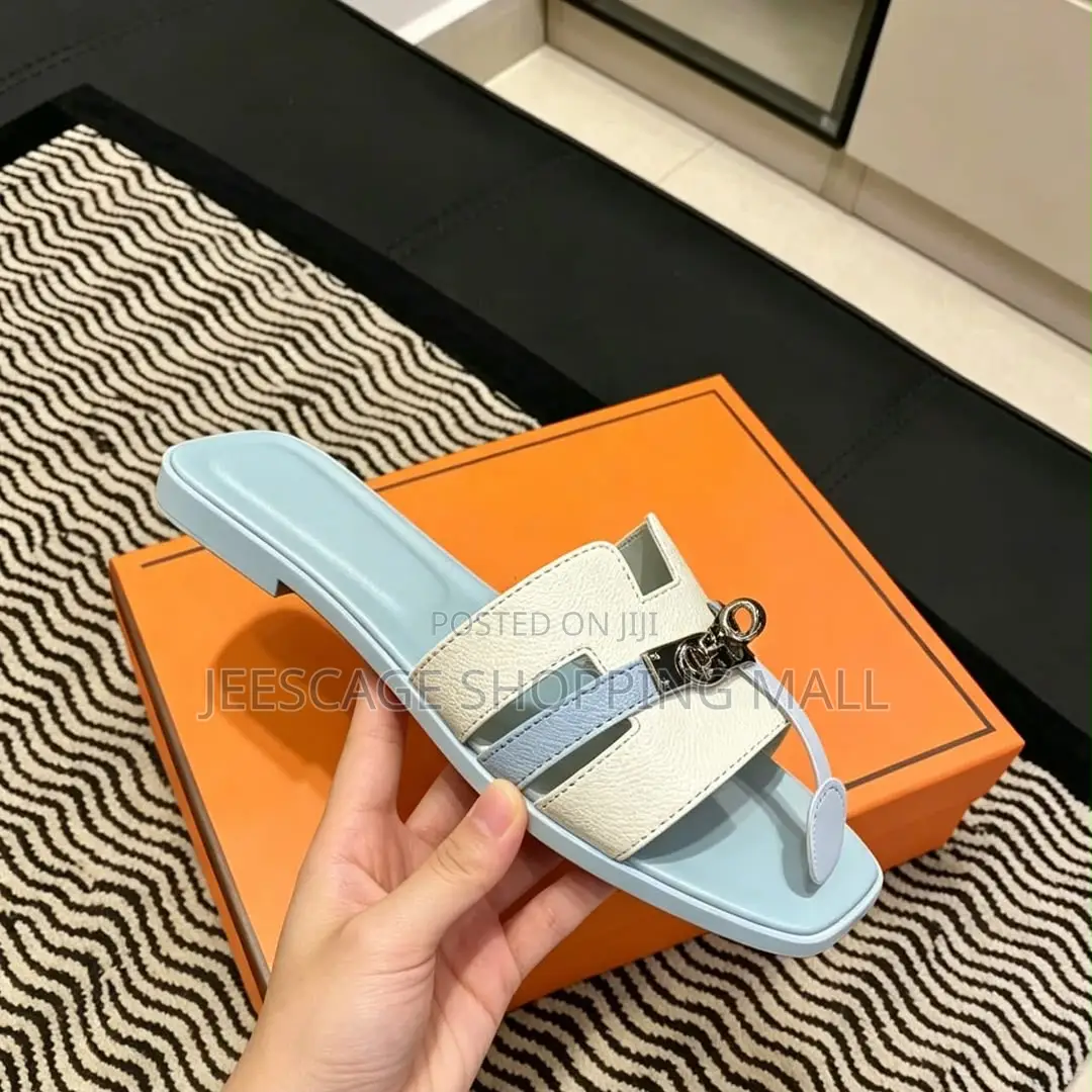 Hermes Women's Two-Tone H-Strap Flat Sandals With Buckle
