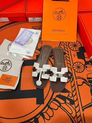 Hermes Women's Two-Tone H-Strap Flat Sandals With Buckle