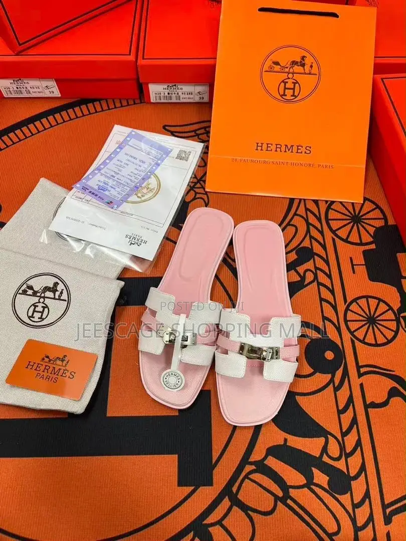 Hermes Women's Two-Tone H-Strap Flat Sandals With Buckle