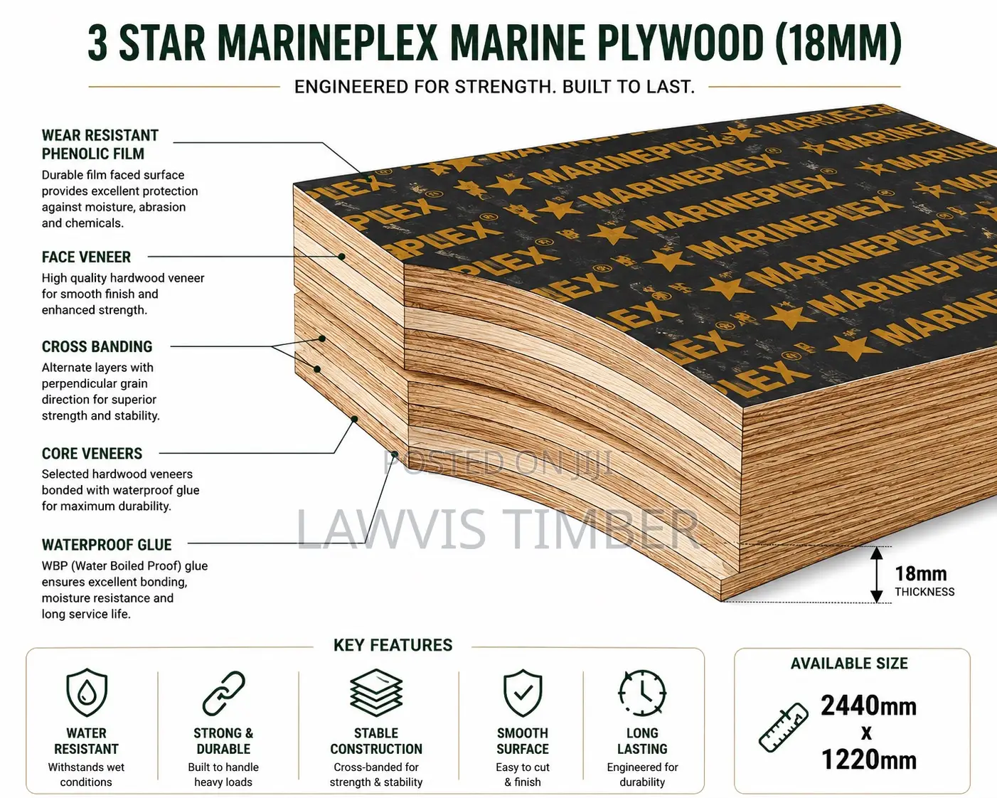 3 Star Marineplex Marine Plywood | 18 Mm | Waterproof