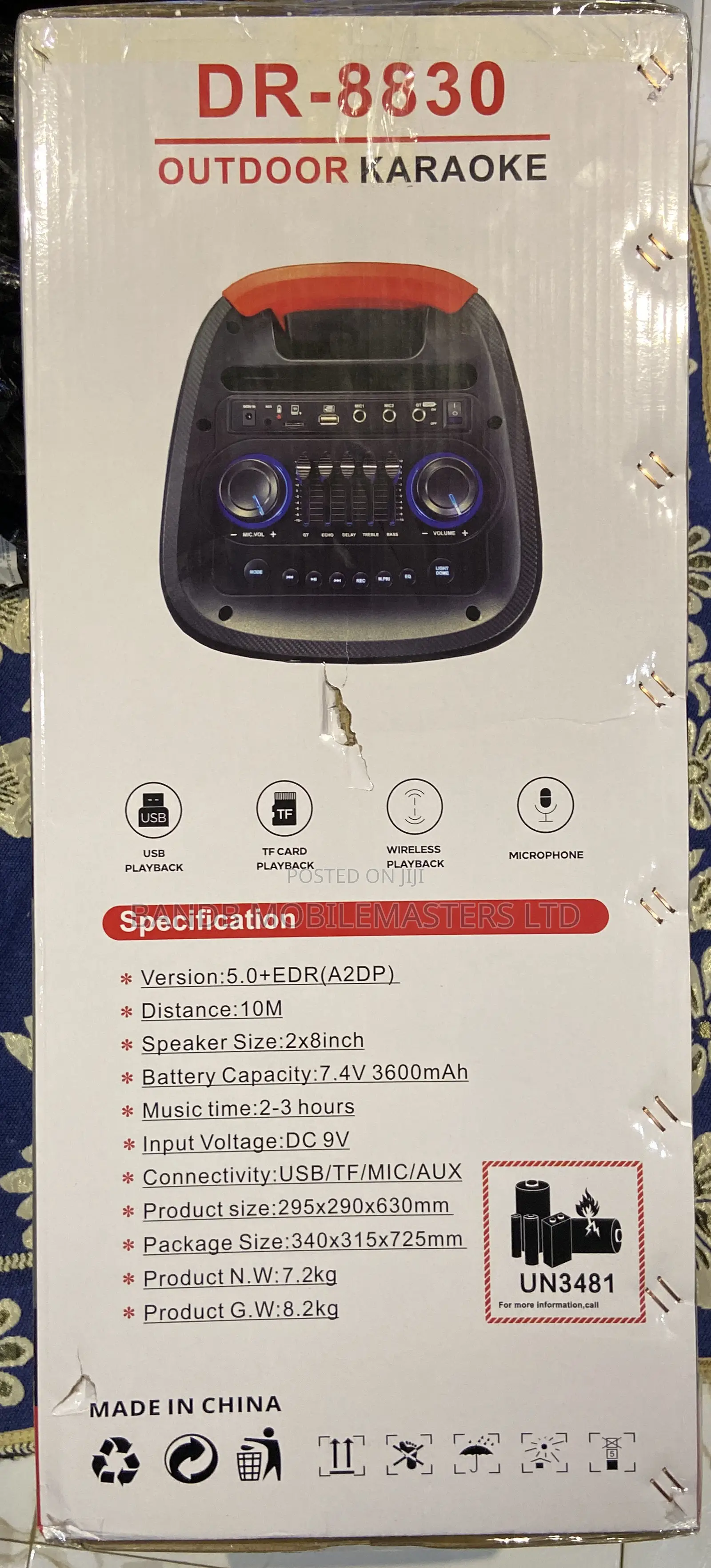 DR-8830 Party Speaker With Microphone, Bluetooth, USB, TF Card Remote