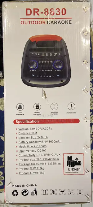 DR-8830 Party Speaker With Microphone, Bluetooth, USB, TF Card Remote