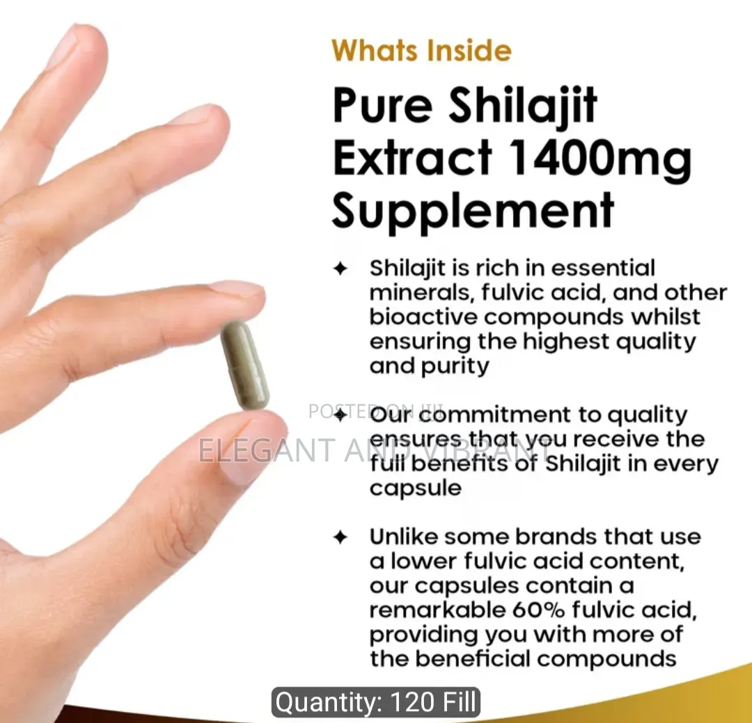 Shilijat 1400mg ,120 Capsules, Himalayan Shilijat With 60%fulvic Acid