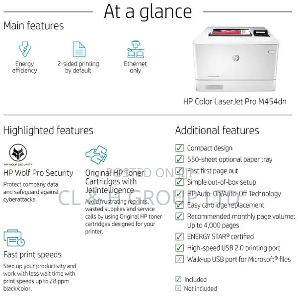HP LaserJet Pro M454DN Colour Printer