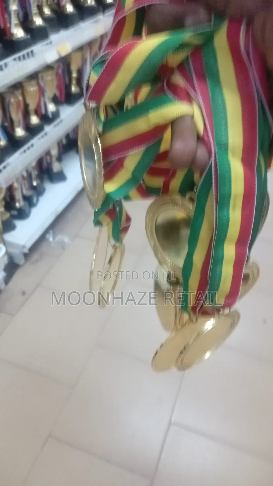 Premium Award Medals (Gold, Silver, Bronze) With Ghana Flag Ribbon