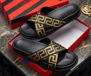 Original Versace Jacquard Nappa Crossed Slipper