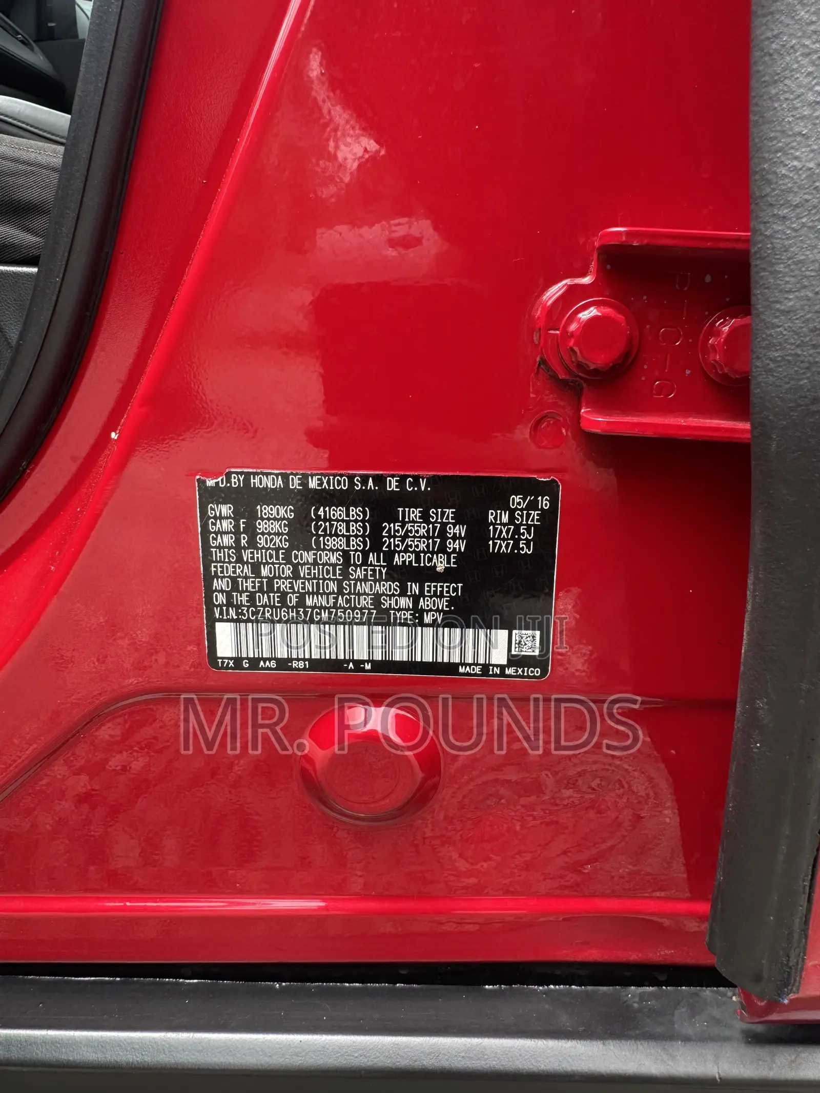 Honda HR-V 4dr SUV (1.5L 4cyl CVT) 2016 Red