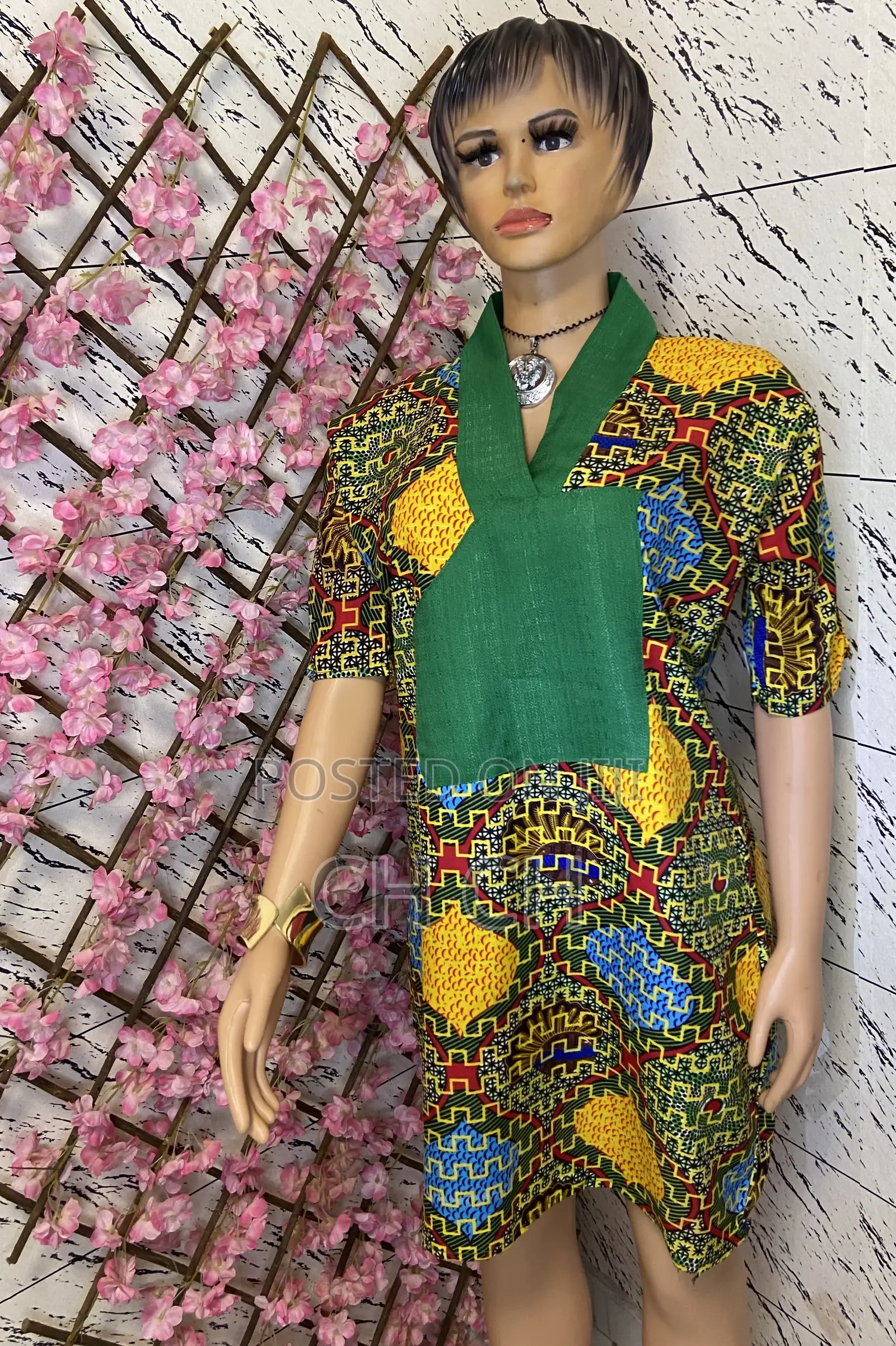 Beautiful Green Multicolored Ankara African Print Design Bubu Dress
