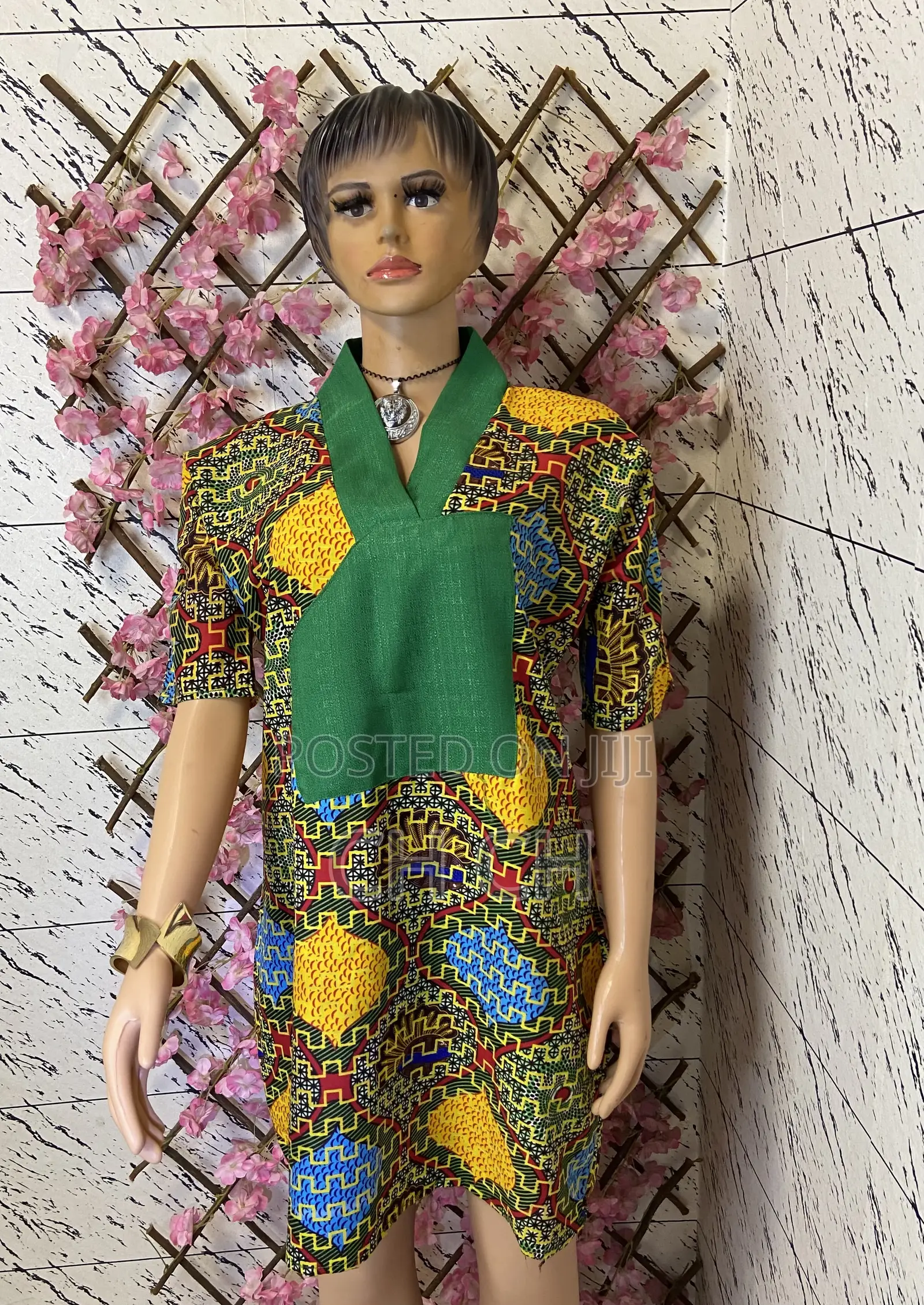 Beautiful Green Multicolored Ankara African Print Design Bubu Dress