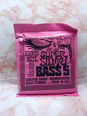 Ernie Ball Super Slinky 5-String Bass Guitar Strings – 40–125 Gauge