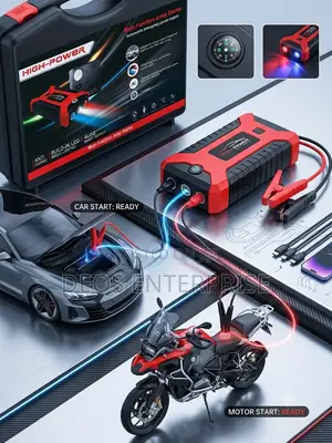 Jump Starter Power Pack Air Pump USB Charger LED Light Kit