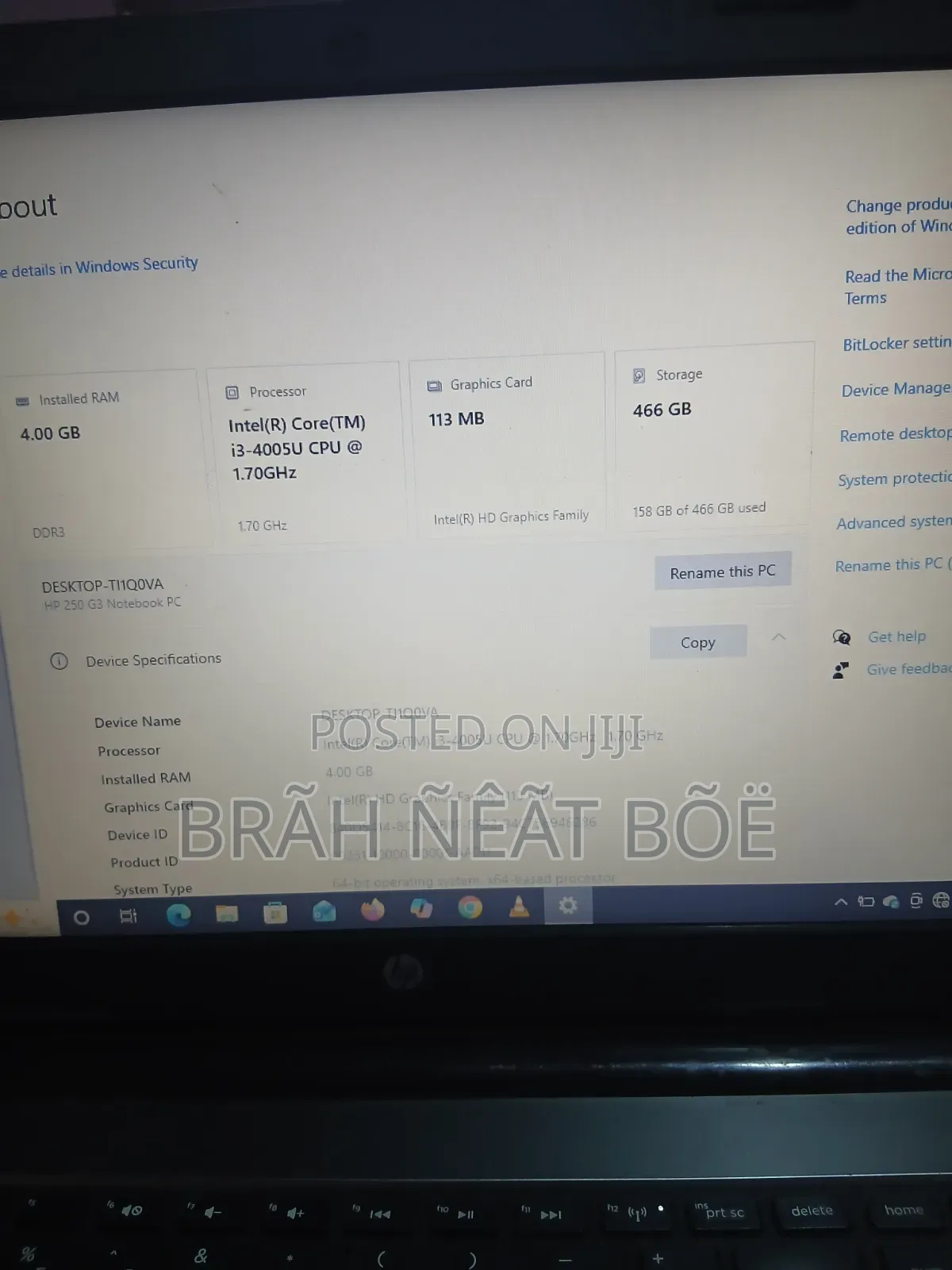 Laptop HP 250 G3 4GB Intel Core i3 SSD 500GB