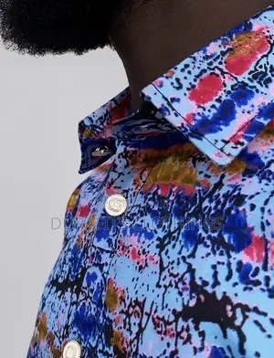 Men’s Vibrant African Batik Print Short-Sleeve Shirt