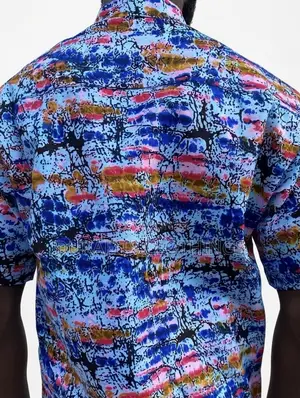 Men’s Vibrant African Batik Print Short-Sleeve Shirt