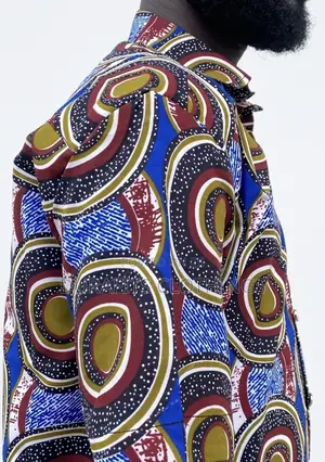 Men’s Concentric Circles African Print Short-Sleeve Shirt